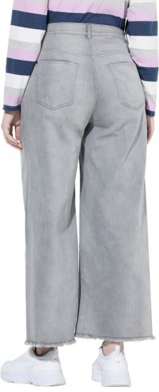 Ulla Popken Embroidered Wide Leg Fringed Hem Jeans Grey - Jeans & Bukser i Store Størrelser – Plus Size - Jeans & bukser, EU 42-70