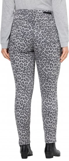 Ulla Popken Slim Leg Leopard Print Stretch Fit Jeans Bright Grey - Jeans & Bukser i Store Størrelser – Plus Size - 