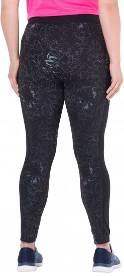 Ulla Popken Quick Drying Flower Print Leggings Black - Jeans & Bukser i Store Størrelser – Plus Size - 