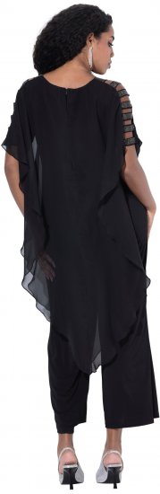 Ulla Popken Layered Chiffon Wrap Jumpsuit Grey - Jeans & Bukser i Store Størrelser – Plus Size - 