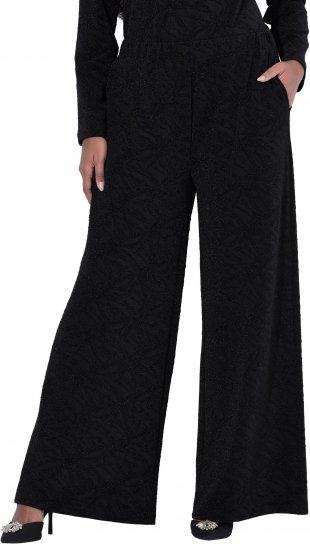 Ulla Popken Wide Leg Elastic Waist Glitter Pants Black - Jeans & Bukser i Store Størrelser – Plus Size - Jeans & bukser, EU 42-70