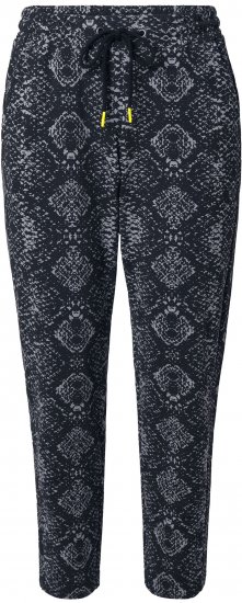 Ulla Popken Snake Print Elastic Waist Joggers Black - Jeans & Bukser i Store Størrelser – Plus Size - 