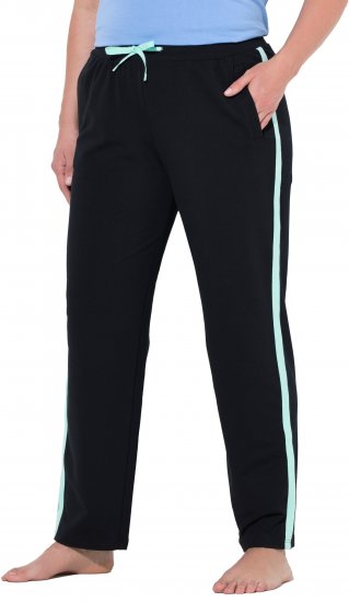 Ulla Popken Side Stripe Elastic Waist Joggers Black - Jeans & Bukser i Store Størrelser – Plus Size - 