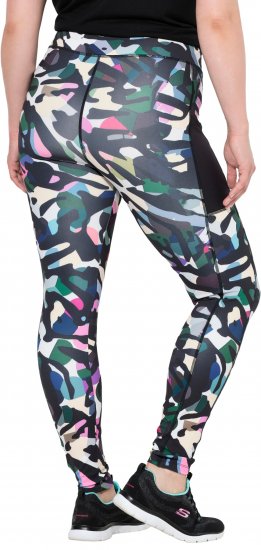 Ulla Popken Quick Drying Botanical Print Sport Leggings Black - Jeans & Bukser i Store Størrelser – Plus Size - 