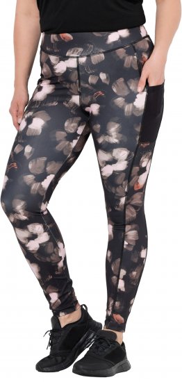 Ulla Popken Abstract Print Quick Dry Sports Leggings Black - Jeans & Bukser i Store Størrelser – Plus Size - 
