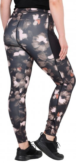 Ulla Popken Abstract Print Quick Dry Sports Leggings Black - Jeans & Bukser i Store Størrelser – Plus Size - 
