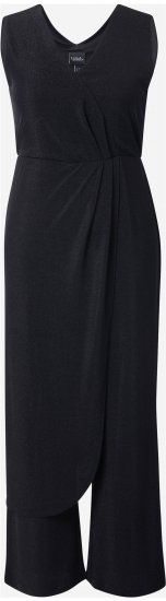 Ulla Popken Draped Sleeveless Glitter Jumpsuit Navy - Jeans & Bukser i Store Størrelser – Plus Size - 