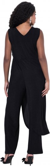 Ulla Popken Draped Sleeveless Glitter Jumpsuit Navy - Jeans & Bukser i Store Størrelser – Plus Size - 