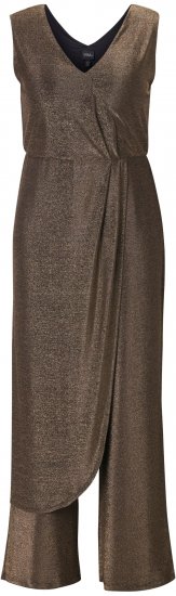 Ulla Popken Draped Sleeveless Glitter Jumpsuit Pearl White - Jeans & Bukser i Store Størrelser – Plus Size - 