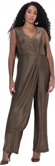 Ulla Popken Draped Sleeveless Glitter Jumpsuit Pearl White - Jeans & Bukser i Store Størrelser – Plus Size - 
