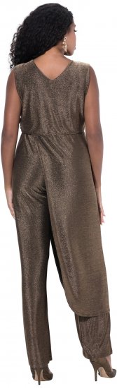 Ulla Popken Draped Sleeveless Glitter Jumpsuit Pearl White - Jeans & Bukser i Store Størrelser – Plus Size - 