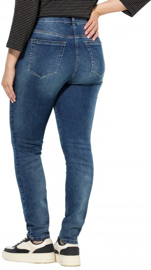 Ulla Popken Decorative Stitched Slim Leg Stretch Fit Jeans Blue Denim - Jeans & Bukser i Store Størrelser – Plus Size - 
