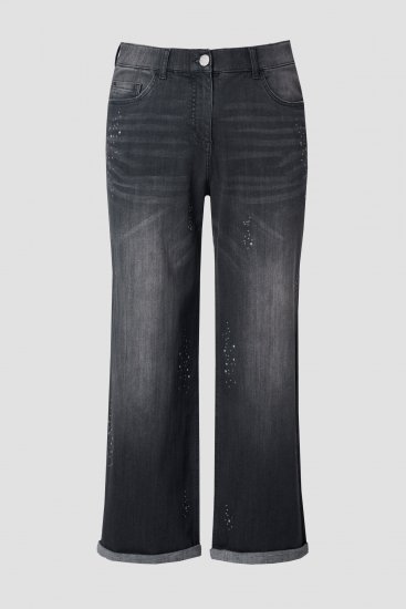 Ulla Popken Rivet Studded Stretch Fit Jeans Black - Jeans & Bukser i Store Størrelser – Plus Size - 