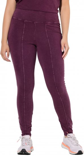 Ulla Popken Acid Wash Decorative Seam Leggings Purple - Jeans & Bukser i Store Størrelser – Plus Size - 