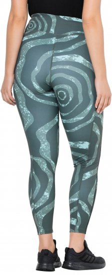 Ulla Popken Quick Drying Ripple Print Sport Leggings Black - Jeans & Bukser i Store Størrelser – Plus Size - 