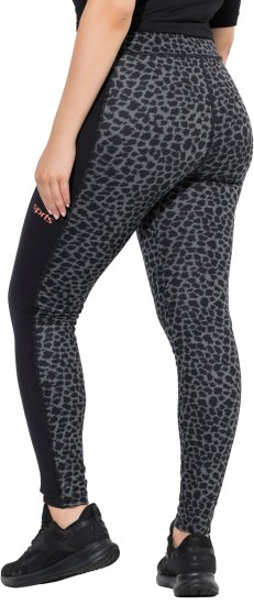 Ulla Popken Quick Drying Leopard Print Sport Leggings Black - Jeans & Bukser i Store Størrelser – Plus Size - Jeans & bukser, EU 42-70
