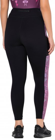 Ulla Popken Quick Drying Botanical Print Sport Leggings Black - Jeans & Bukser i Store Størrelser – Plus Size - 