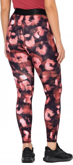 Ulla Popken Abstract Flower Print Performance Leggings Red - Jeans & Bukser i Store Størrelser – Plus Size - 