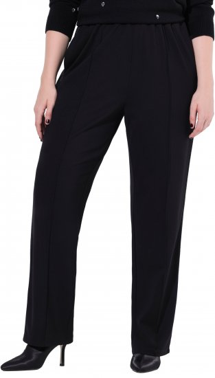 Ulla Popken Rose Wide Leg Stretch Waist Trousers Black - Jeans & Bukser i Store Størrelser – Plus Size - 