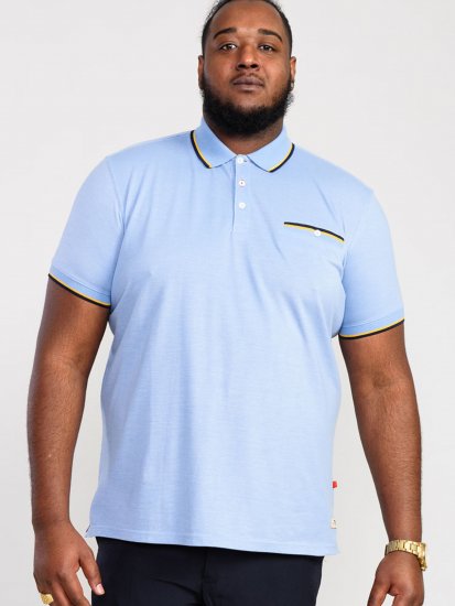 D555 Talbot Pique with Jacquard Collar Polo Shirt Blue - Polotrøjer - Polotrøjer 2XL-8XL