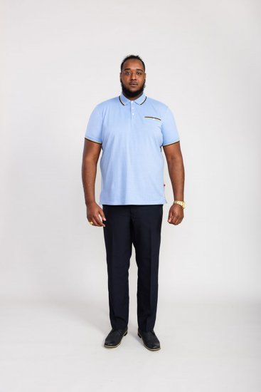 D555 Talbot Pique with Jacquard Collar Polo Shirt Blue - Polotrøjer - Polotrøjer 2XL-8XL