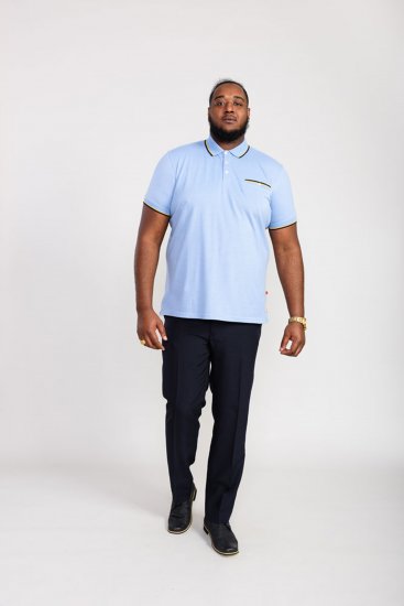 D555 Talbot Pique with Jacquard Collar Polo Shirt Blue - Polotrøjer - Polotrøjer 2XL-8XL