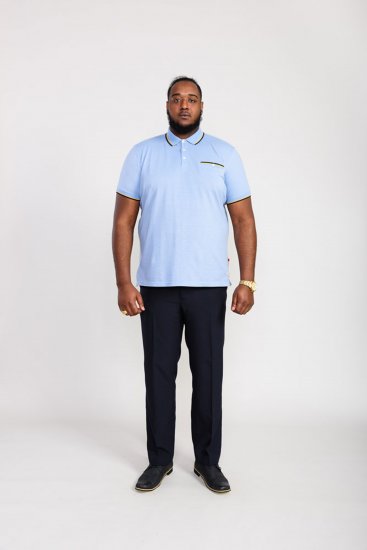 D555 Talbot Pique with Jacquard Collar Polo Shirt Blue - Polotrøjer - Polotrøjer 2XL-8XL