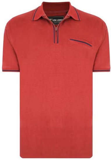 Kam Jeans 5449 Short Sleeve with Zipper Polo Shirt Red - Polotrøjer - Polotrøjer 2XL-8XL