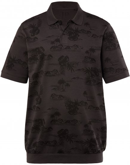 JP1880 Pique with All-over Print Polo Shirt TALL Black - TALL polotrøjer - TALL poloshirts med ekstra længde