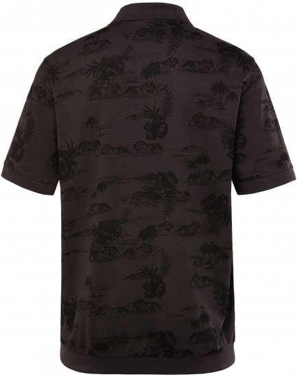 JP1880 Pique with All-over Print Polo Shirt TALL Black - TALL polotrøjer - TALL poloshirts med ekstra længde