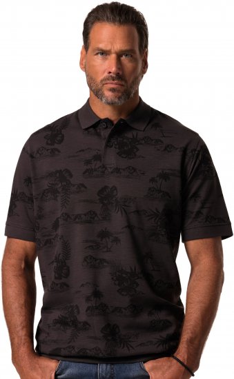 JP1880 Pique with All-over Print Polo Shirt TALL Black - TALL polotrøjer - TALL poloshirts med ekstra længde