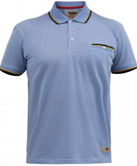 D555 Talbot Pique with Jacquard Collar Polo Shirt Blue - Polotrøjer - Polotrøjer 2XL-8XL