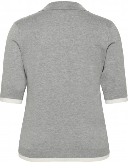 Kaffe Curve Lizzy Contrast Knitted Polo Grey Melange - Poloshirts - 
