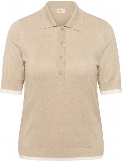 Kaffe Curve Lizzy Contrast Knitted Polo Feather Grey Melange - Poloshirts - 