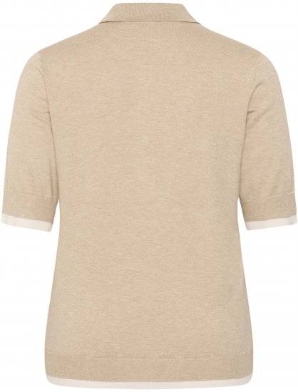 Kaffe Curve Lizzy Contrast Knitted Polo Feather Grey Melange - Poloshirts - 