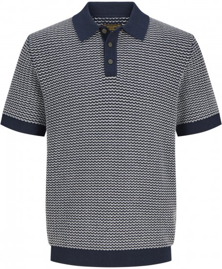 Jack & Jones Blukingsley Knitted Short Sleeve Polo Navy - Skjorter - Skjorter til store mænd 2XL- 8XL