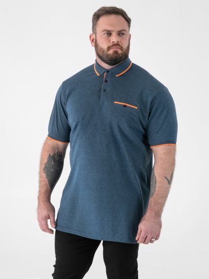 D555 Harvey Pique with Jacquard Collar & Cuffs Polo Teal - Polotrøjer - Polotrøjer 2XL-8XL