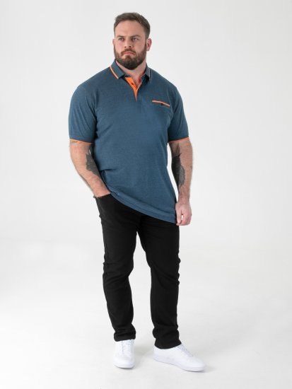 D555 Harvey Pique with Jacquard Collar & Cuffs Polo Teal - Polotrøjer - Polotrøjer 2XL-8XL