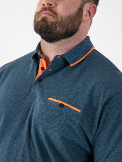 D555 Harvey Pique with Jacquard Collar & Cuffs Polo Teal - Polotrøjer - Polotrøjer 2XL-8XL