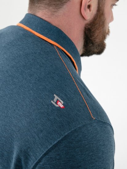 D555 Harvey Pique with Jacquard Collar & Cuffs Polo Teal - Polotrøjer - Polotrøjer 2XL-8XL