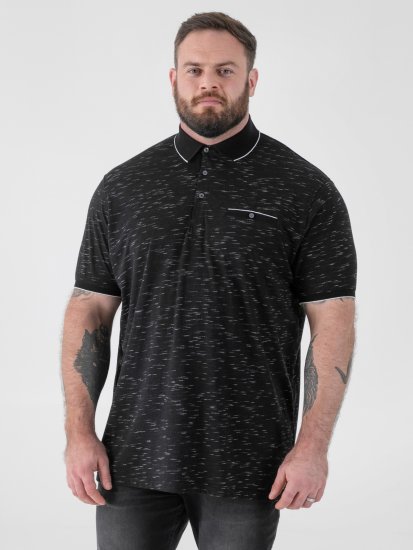 D555 Murphy Jacquard Collar And Cuff With Chest Pocket Polo Black - Polotrøjer - Polotrøjer 2XL-8XL
