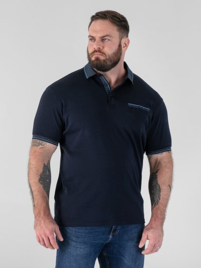 D555 Barret Interlock Jacquard Collar & Cuffs Polo Navy - Polotrøjer - Polotrøjer 2XL-8XL
