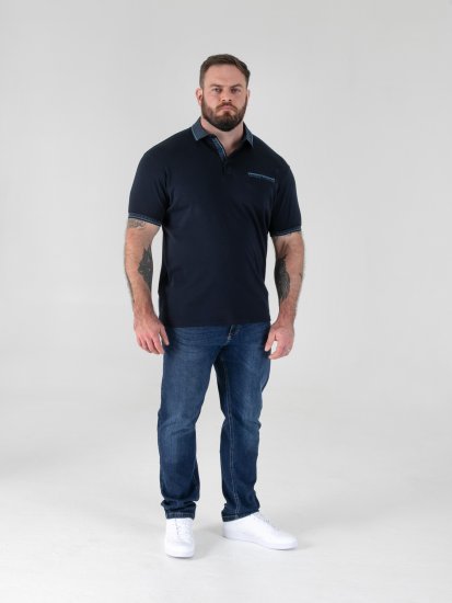 D555 Barret Interlock Jacquard Collar & Cuffs Polo Navy - Polotrøjer - Polotrøjer 2XL-8XL