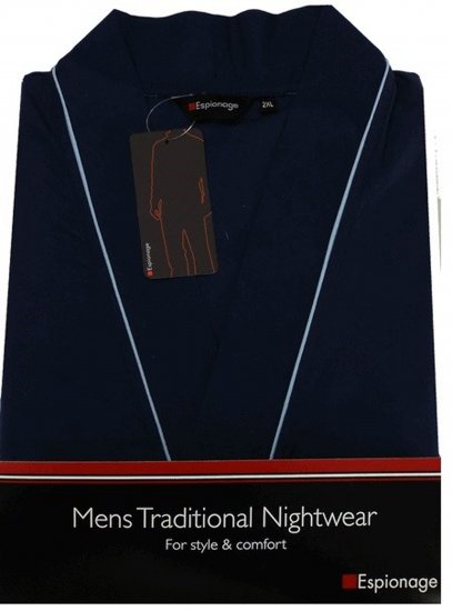 Espionage PJ091 Lightweight Bathrobe Navy - Badekåber/morgenkåber/håndklæder - Badekåber/Morgenkåber til Store Mænd