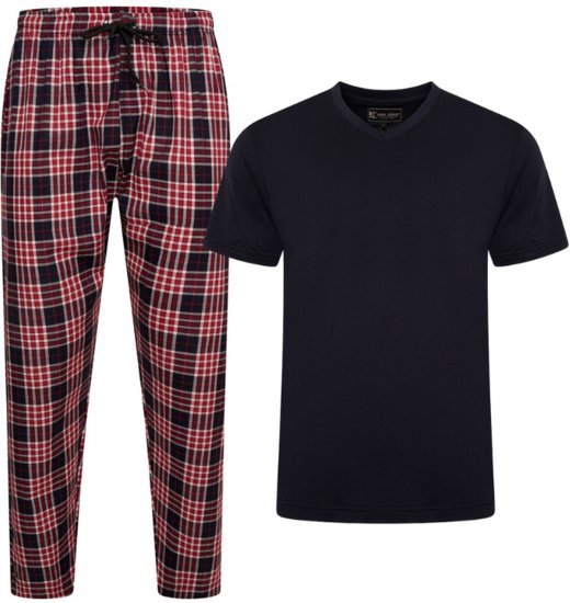 Kam Jeans 897 Lounge Pants and T-Shirt Set Red/Black - Pyjama/Loungewear - Pyjamas Herre Store Størrelser