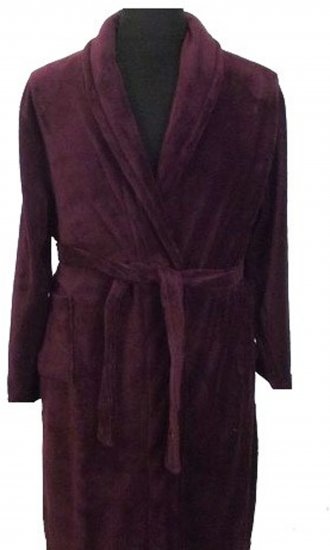 Espionage PJ068 Plain Fleece Gown Burgundy - Badekåber/morgenkåber/håndklæder - Badekåber/Morgenkåber til Store Mænd