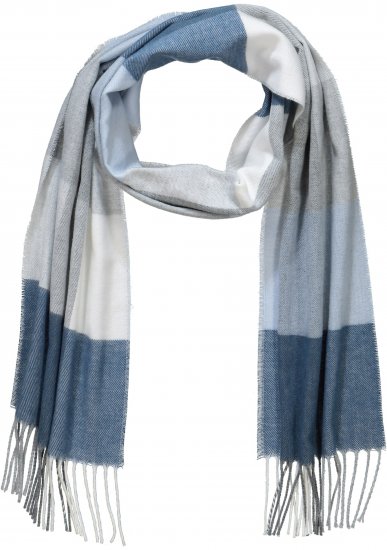 Ulla Popken Woven Check Print Scarf Soft Light Blue - Tilbehør - 