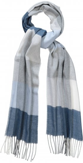Ulla Popken Woven Check Print Scarf Soft Light Blue - Tilbehør - 