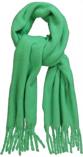 Ulla Popken Trendy Boucle Yarn Fringe Knit Scarf Green - Tilbehør - 
