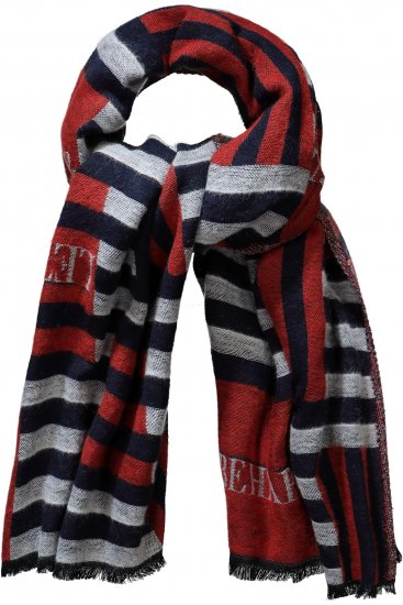 Ulla Popken Be Happy Statement Print Scarf Navy - Tilbehør - Tørklæder til kvinder